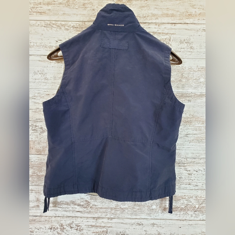 Columbia Sportswear Vintage Tech Vest Navy Blue Full Zip - Picture 3 of 7